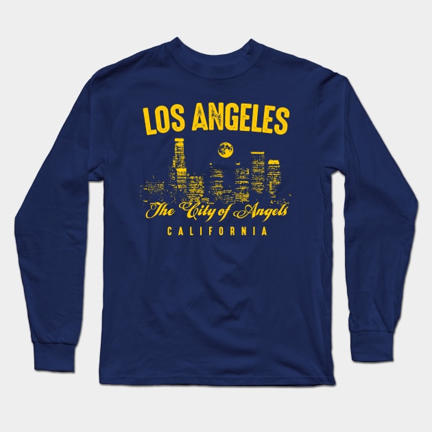 Los Angeles The City Of Angels Long Sleeve T-Shirt by Designkix
